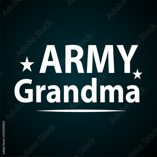 Army grandma text with white stars on dark t-shirt