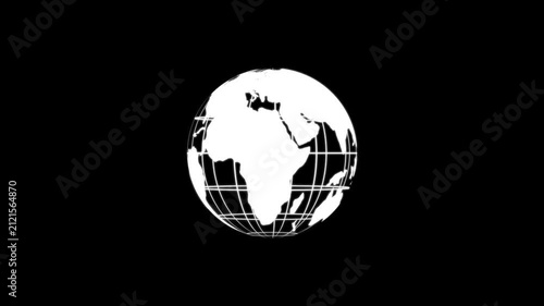 White color World globe map spinning in lines on a black background. Loop able rotating earth hologram, News background with world map earth globe animation concept