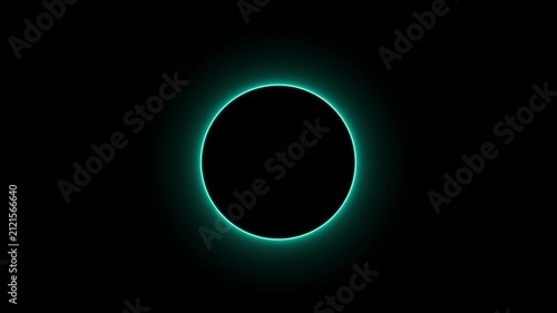 Abstract glowing neon circle border frame in the shape circle glowing and futuristic energy line animation. Glowing neon rectangle frame line