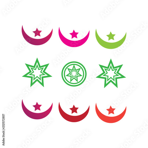 Crescent Moons and Eight-Pointed Stars Elements Set