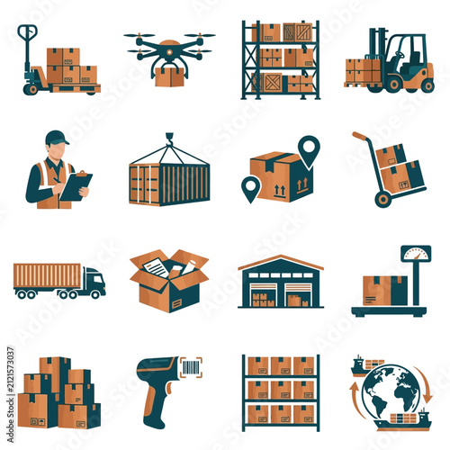 Logistics and shipping icons set.