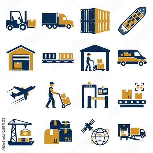 Logistics and transportation icons set.