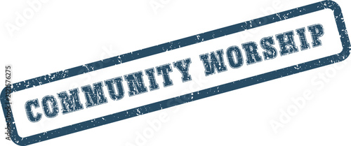 Obraz na płótnie Blue Community Worship Grunge Rubber Stamp Mark Sign for Religious Gatherings an