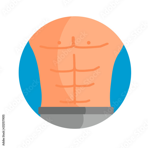 Male torso fitness icon flat design vector.