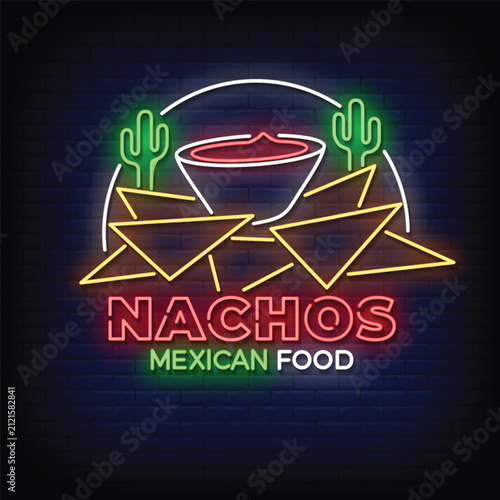 Delicious Crispy Nachos with Dipping Salsa Neon Sign