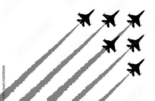 Фотография Hand Drawn Fighter Jet Formation Silhouette PNG Transparent Background