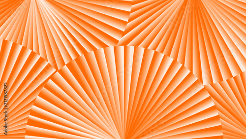 фотографія Abstract orange geometric background with layered radial fans, folded paper shapes, luminous gradients, white highlights, expanding rays, dimensional depth, and dynamic overlapping patterns