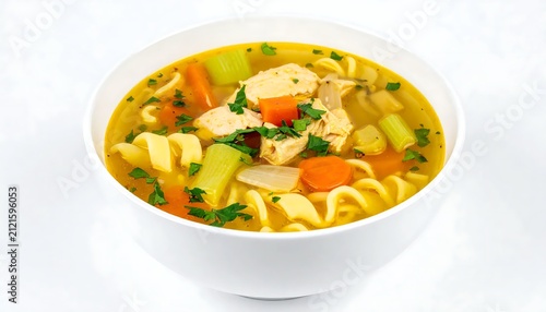 Delicious Chicken Noodle Soup in Bowl.