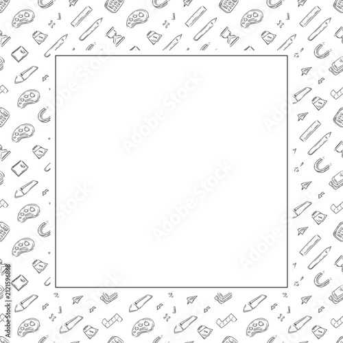 school frame in hand drawn style. square frame background