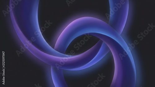 Abstract background featuring intertwined blue and violet glowing curves in dark space.