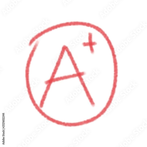 Hand Drawn Red A Plus Grade Mark in a Circle for School Education Success