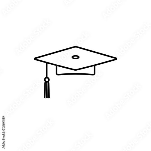 Minimalist Graduation Cap With Tassel Line Art Icon