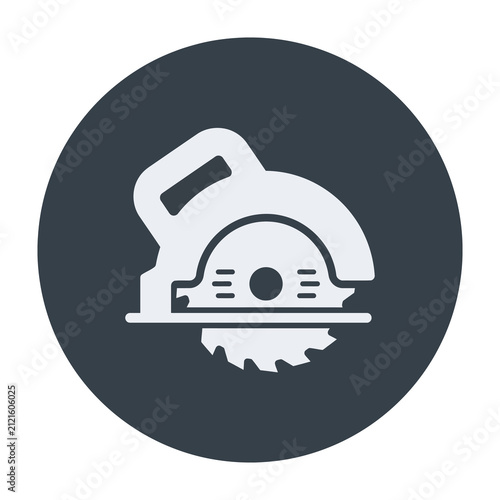 Circular saw icon on dark background tool symbol