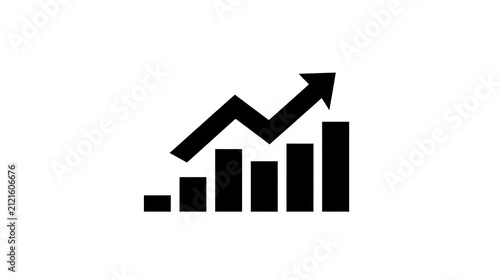 A black icon representing a bar chart with an upward trending arrow, symbolizing growth and positive performance