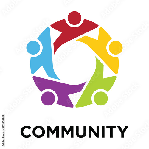 Community concept with diverse people holding hands in a circle together