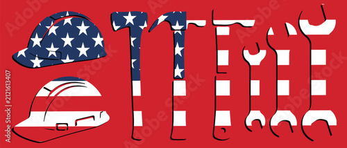 USA Flag Patriotic Hardware Tools Vector Collection for Labor Day Sale Banners