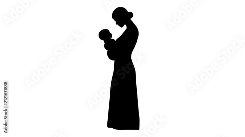 Silhouette of a mother holding her baby lovingly