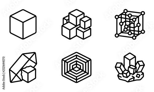 Foto 70 Geometric Crystal Structures, Abstract 3D Shapes, Scientific Molecular Models
