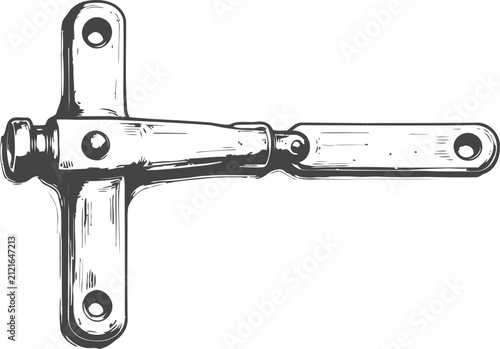 vintage metal door latch with hinge and bolt for securing doors and gates