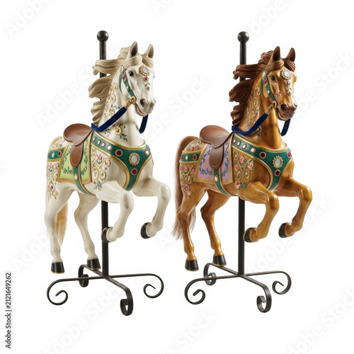 Two decorative horse figurines riding together