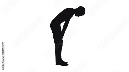 A silhouette of a person bent over, hands on knees, with head down, conveying exhaustion or defeat