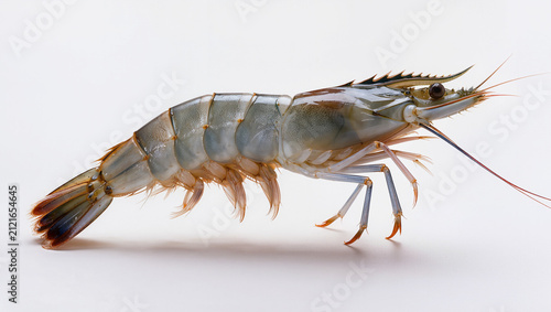 Adult Prawn Isolated on Seamless White Studio Background