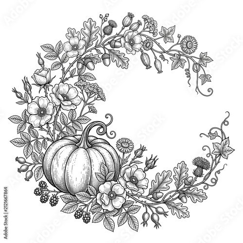 Elegant Pumpkin Floral Crescent