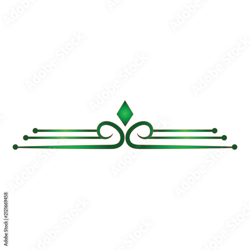 Elegant green decorative ribbon with gemstone