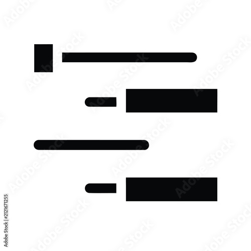 Simple horizontal progress bar icons set - Minimalist black progress bar icons in varying lengths for digital interfaces and apps.