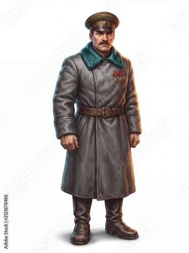 Naklejka Military leader during the Russian Revolution of 1917 showcases the power and determination of Soviet Russia's fight for change