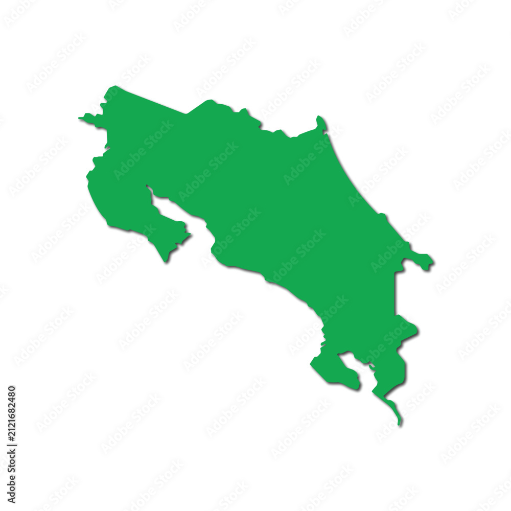 Obraz premium Green Costa Rica map silhouette isolated on white background