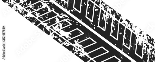 Modern black tire tread pattern with bold grunge textures and realistic wheel tracks. Ideal for automotive branding, racing events, mechanic shops, packaging, banners, and digital graphics.