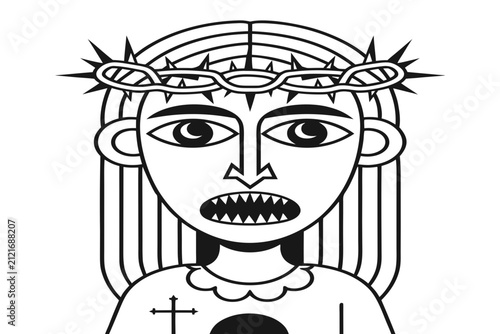 coloring page line art the jesus black vector
