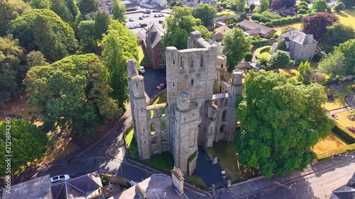 The ruins of Kelso Abbey, a ruined Tironensian monastic site located in Kelso, Scotland.