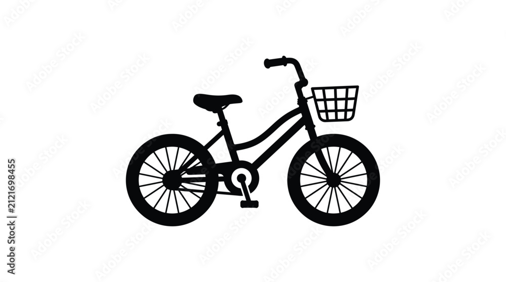 Fototapeta premium Child s Bicycle Silhouette Against White Background