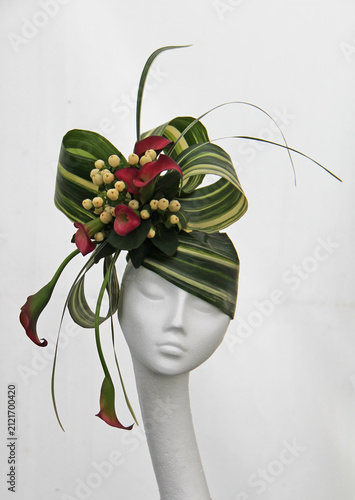 A Ladies Headress Made from Floral Leaves and Berries.