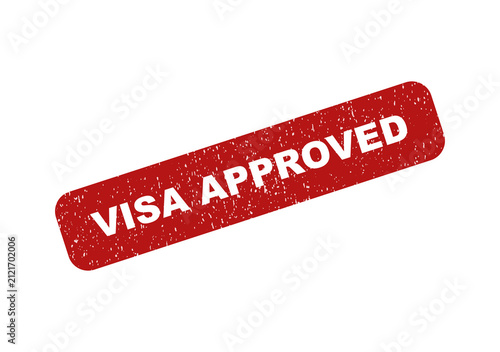 Red textured rubber stamp icon with the text visa approved