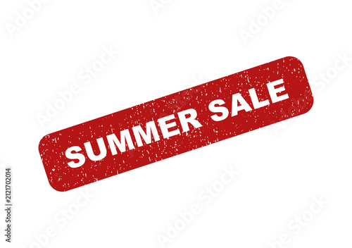 Red textured rubber stamp icon with the words summer sale for retail