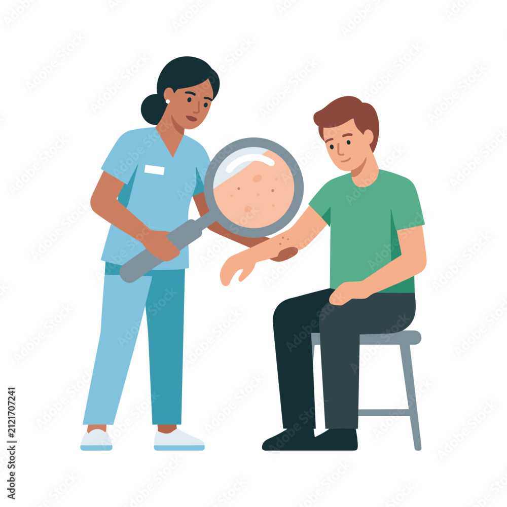 Obraz premium Dermatologist examining a skin rash on a patient