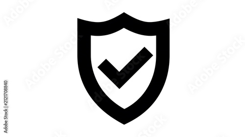 A shield icon with a checkmark inside, representing security and safety