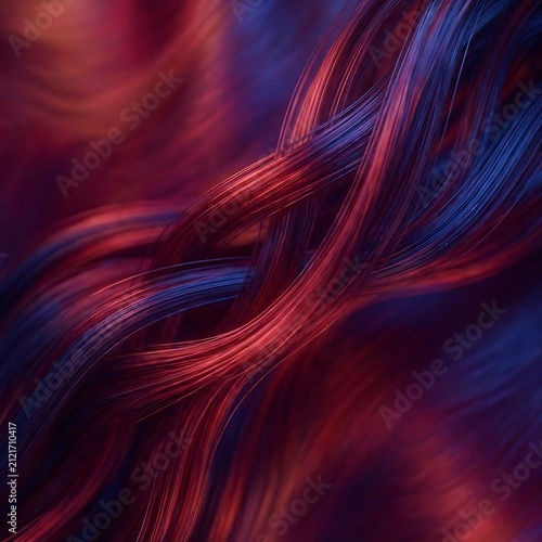 Abstract red and blue glowing fibrous texture.