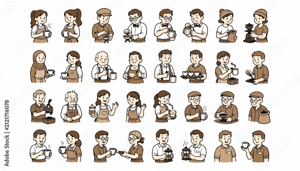 Obraz premium Diverse People Character Avatar Collection Flat Vector Illustration Set for User Profiles and Social Media 