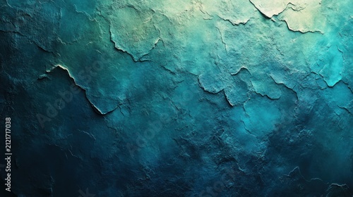 Layers of blue and green paint create an abstract ocean like surface evoking calmness
