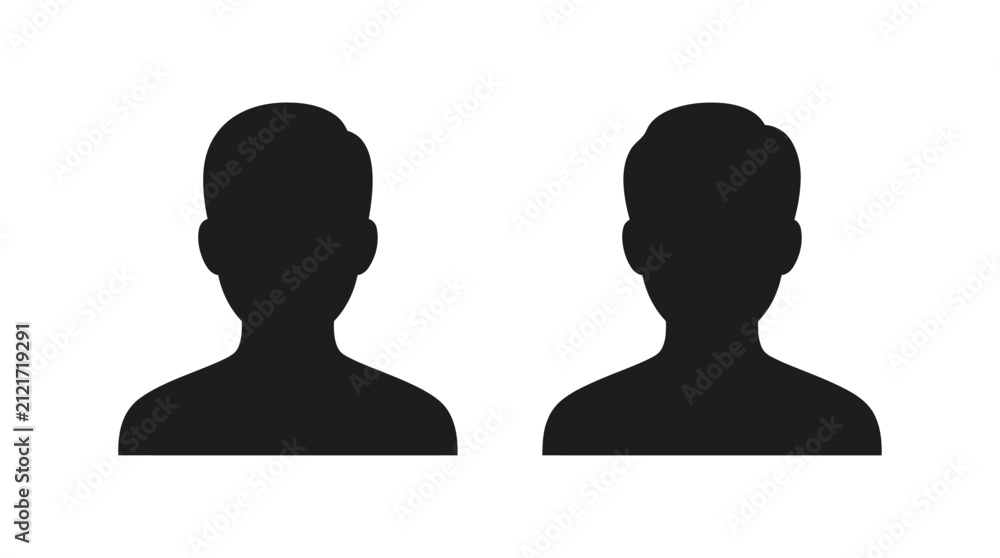 Fototapeta premium Two human head silhouettes against a white background