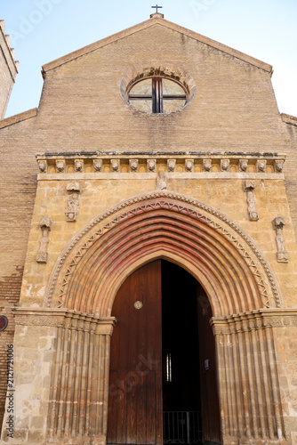 Portal of The Santa Marina Church in the historic center of Seville city, Spain