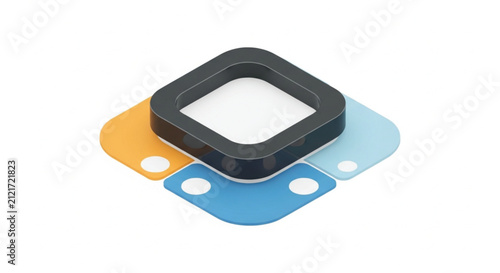 Clean and Modern Abstract Shapes with Rounded Corners and Vibrant Colors on White Background
