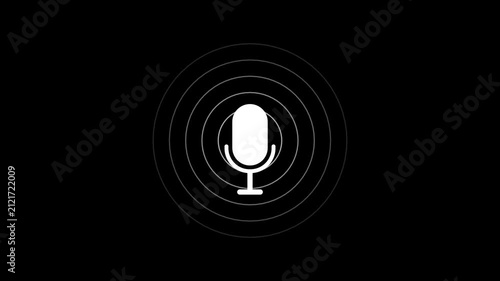 Minimalist podcast microphone animation with pulsing sound waves for audio branding and digital media