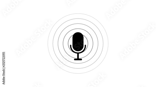 Microphone animation with pulsing sound waves for podcast and audio branding
