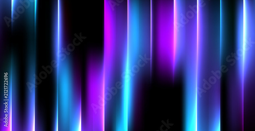 Abstract Neon Blue and Pink Ribbed Glass Vertical Lines Background. Vector Illustration