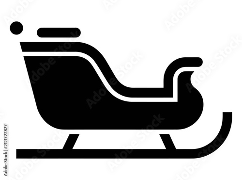 Christmas sleigh vector icon for holiday season design and winter festive celebration graphics